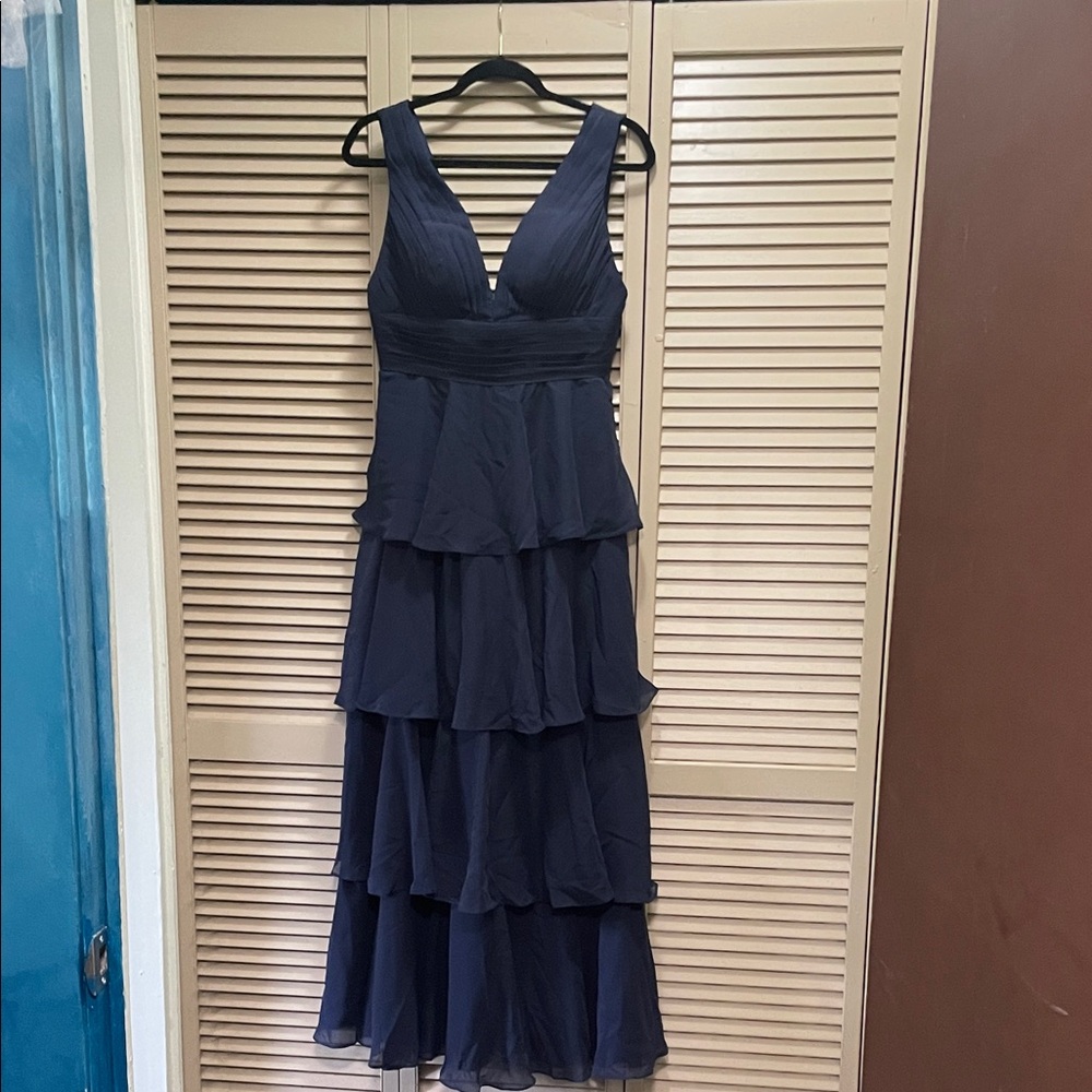 Elegant Navy Blue Tiered Dress